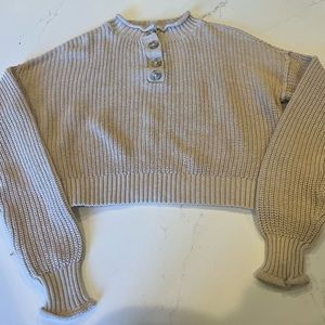 American Eagle Tan Cropped Sweater